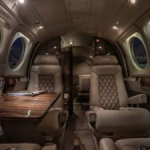 View of seats inside of an airplane cabin